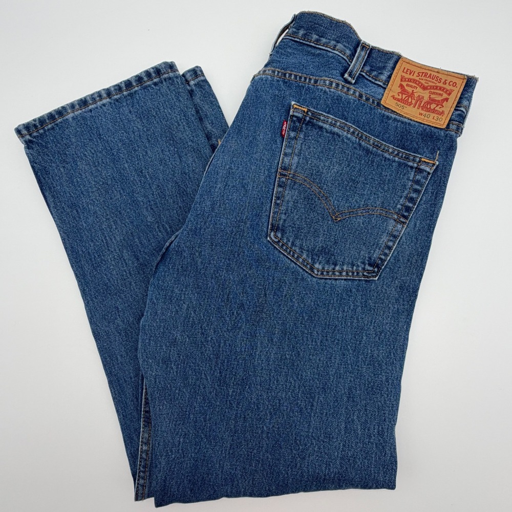 Levi's 505 Regular Fit Straight Leg Jeans Mens 40x30 Medium Wash Blue Denim